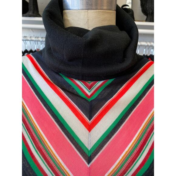 vintage 1970s chevron striped turtleneck 70s mod black and pink shirt deadstock - Picture 3 of 8